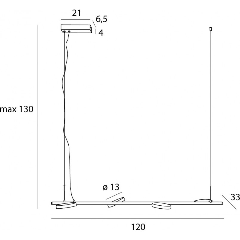 Lampa wisząca podłużna Ibiza LED 120cm czarna MaxLight