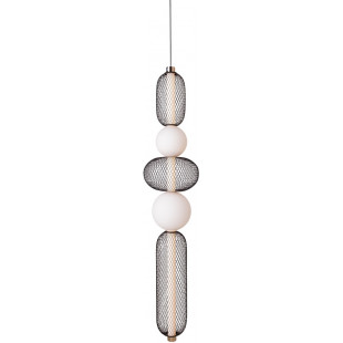 Lampa wisząca ażurowo-szklana Bora B LED 22cm czarny / złoty / opal MaxLight