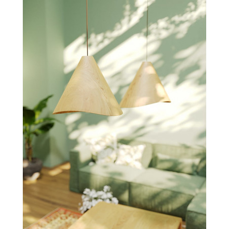 Lampa wisząca drewniana stożek Sakura 33,5cm odcień dębu MaxLight