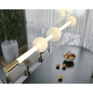 Lampa wisząca podłużna ażurowo-szklana Bora C LED 126cm czarny / złoty / opal MaxLight