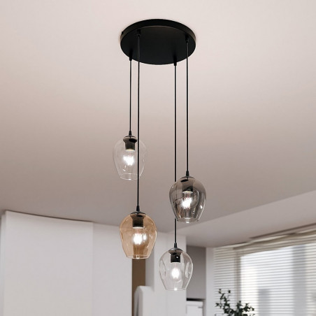 Lampa wisząca szklana Istar IV premium czarny/multikolor marki Emibig