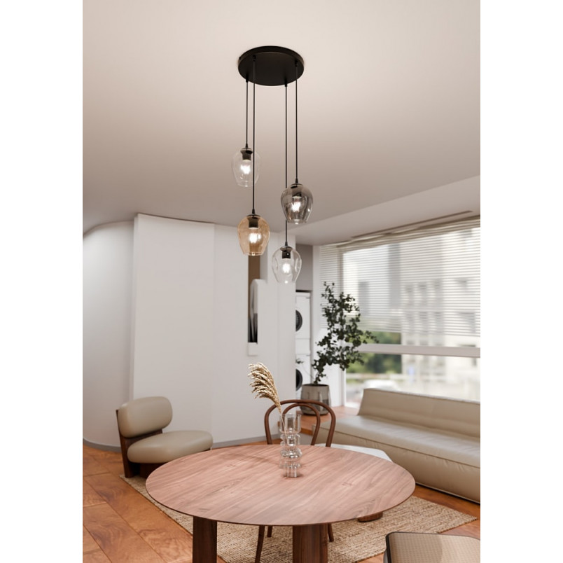 Lampa wisząca szklana Istar IV premium czarny/multikolor marki Emibig