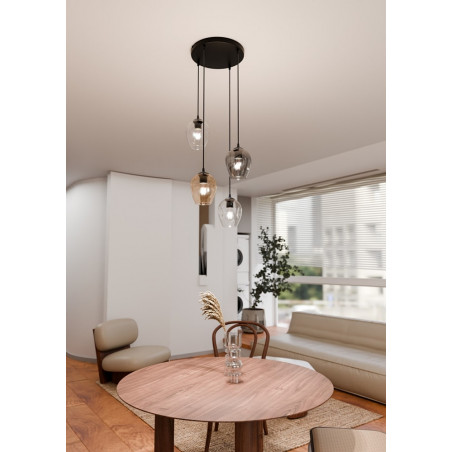 Lampa wisząca szklana Istar IV premium czarny/multikolor marki Emibig