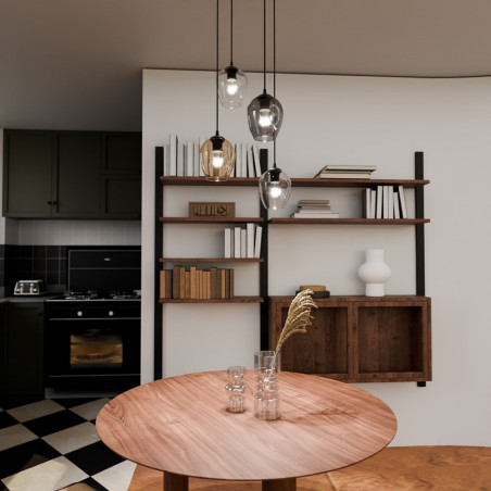 Lampa wisząca szklana Istar IV premium czarny/multikolor marki Emibig