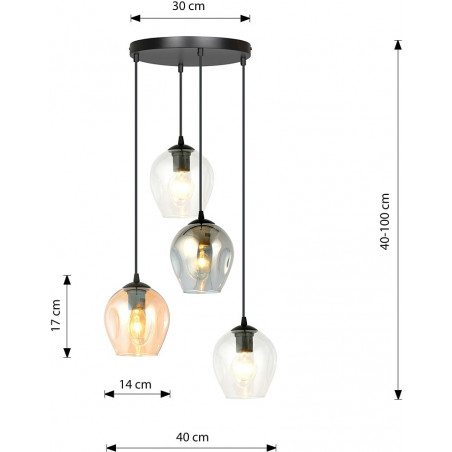 Lampa wisząca szklana Istar IV premium czarny/multikolor marki Emibig