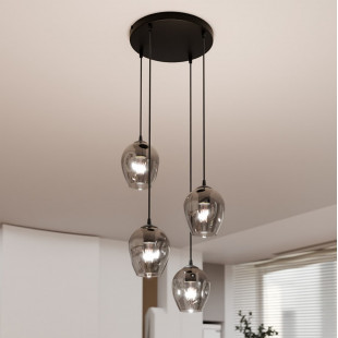 Lampa wisząca szklana Istar IV premium czarno-grafitowa marki Emibig