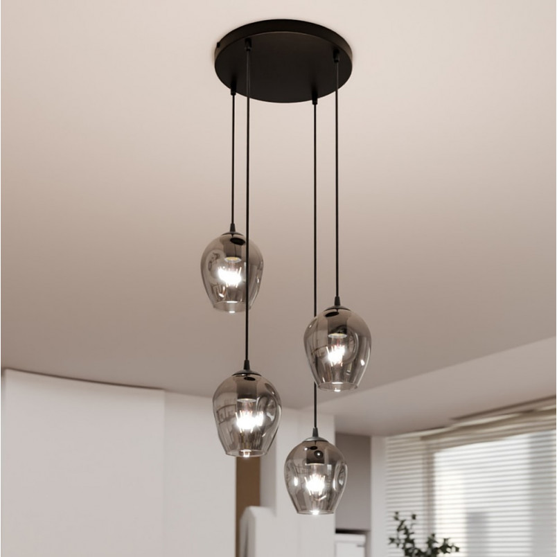 Lampa wisząca szklana Istar IV premium czarno-grafitowa marki Emibig