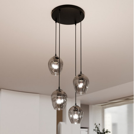 Lampa wisząca szklana Istar IV premium czarno-grafitowa marki Emibig