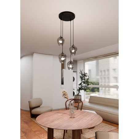 Lampa wisząca szklana Istar IV premium czarno-grafitowa marki Emibig