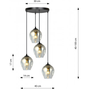 Lampa wisząca szklana Istar IV premium czarno-grafitowa marki Emibig