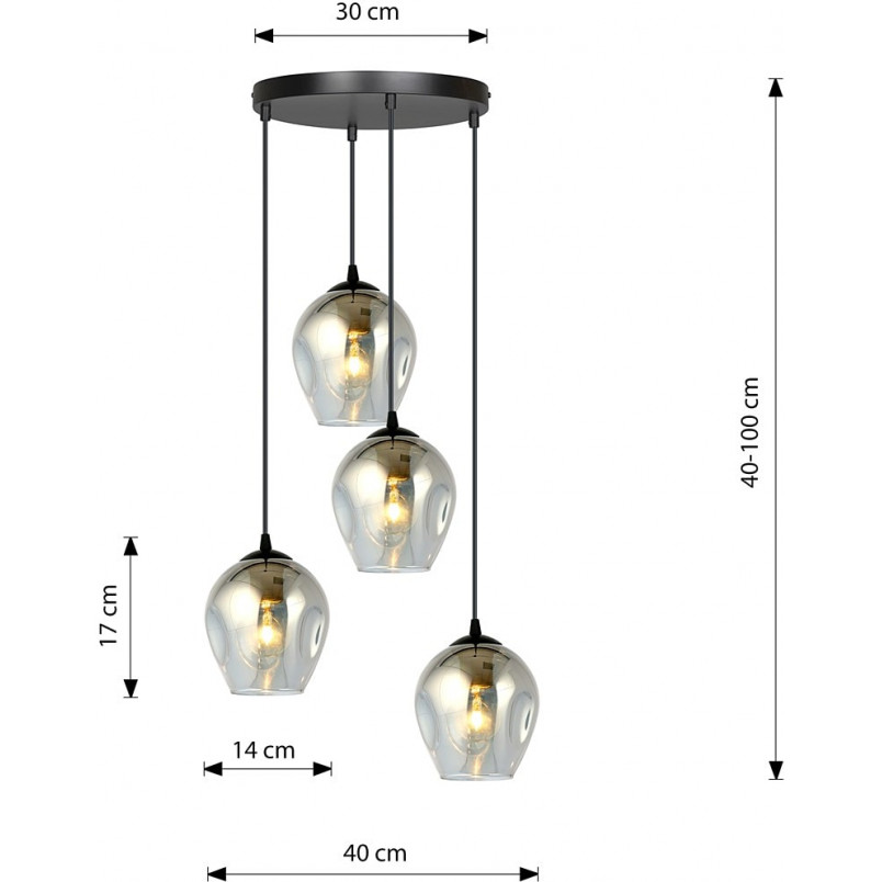 Lampa wisząca szklana Istar IV premium czarno-grafitowa marki Emibig