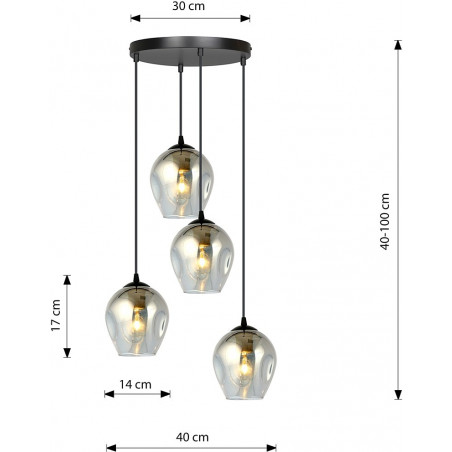Lampa wisząca szklana Istar IV premium czarno-grafitowa marki Emibig