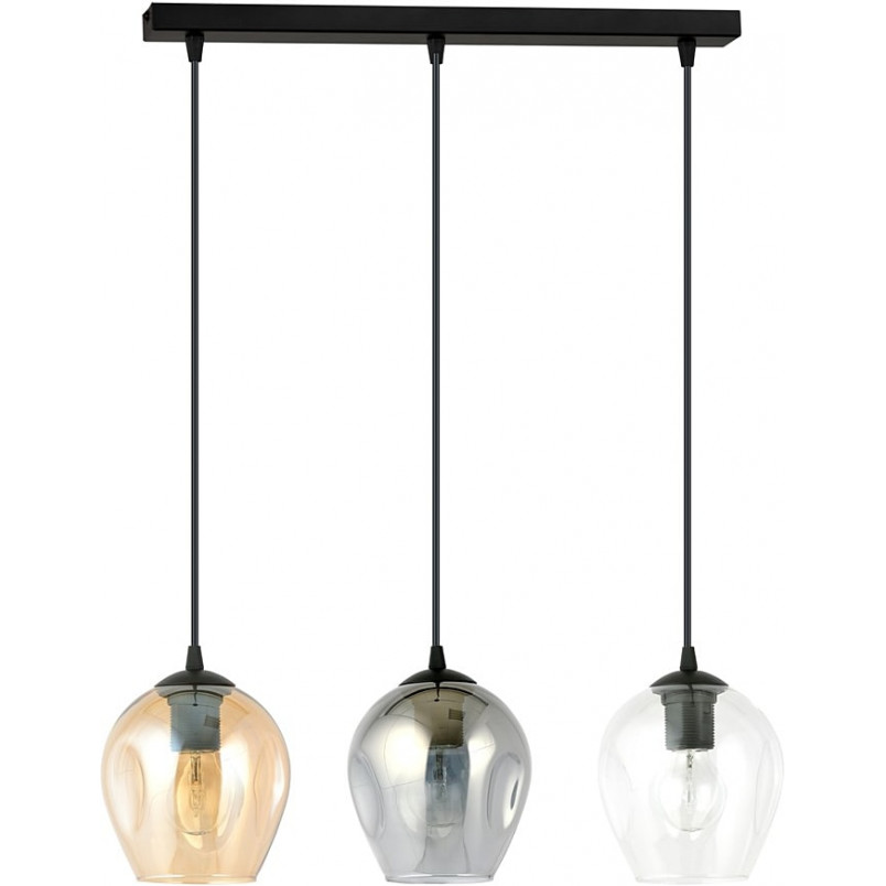 Lampa wisząca szklana potrójna Istar III czarny/multikolor marki Emibig