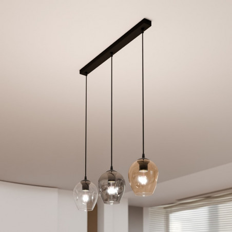 Lampa wisząca szklana potrójna Istar III czarny/multikolor marki Emibig