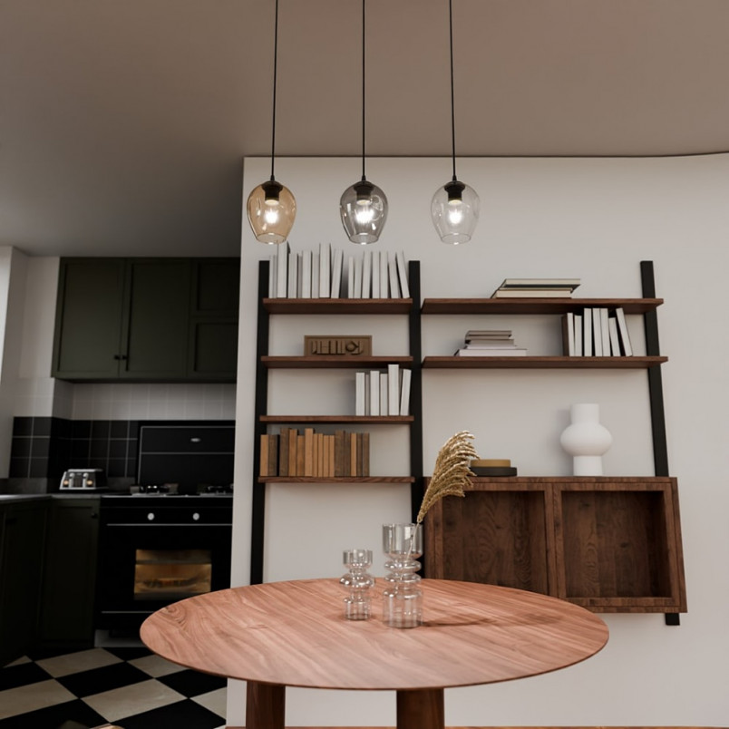 Lampa wisząca szklana potrójna Istar III czarny/multikolor marki Emibig