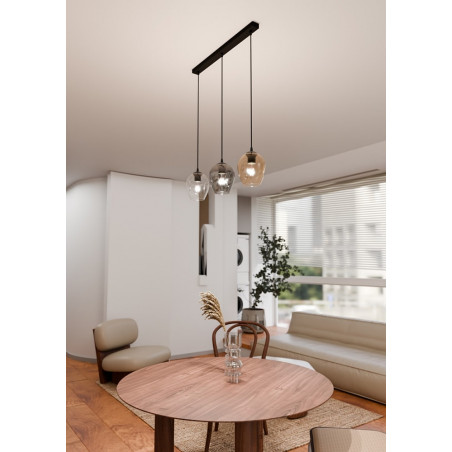 Lampa wisząca szklana potrójna Istar III czarny/multikolor marki Emibig