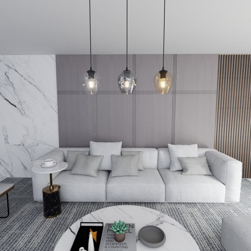 Lampa wisząca szklana potrójna Istar III czarny/multikolor marki Emibig