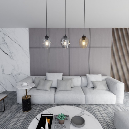 Lampa wisząca szklana potrójna Istar III czarny/multikolor marki Emibig