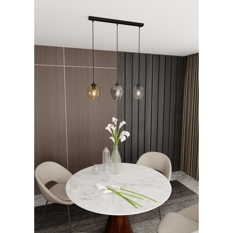 Lampa wisząca szklana potrójna Istar III czarny/multikolor marki Emibig