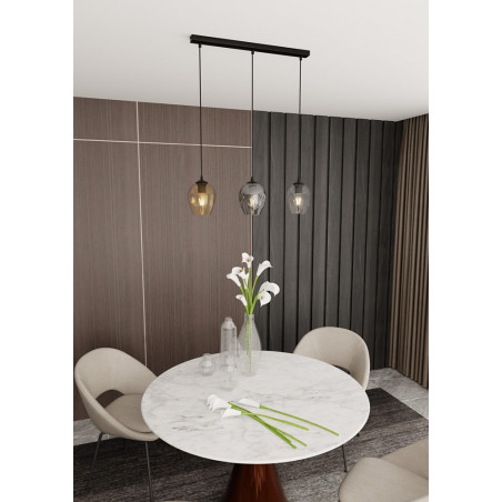 Lampa wisząca szklana potrójna Istar III czarny/multikolor marki Emibig