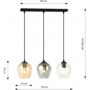 Lampa wisząca szklana potrójna Istar III czarny/multikolor marki Emibig