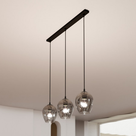 Lampa wisząca szklana potrójna Istar III czarno-grafitowa marki Emibig