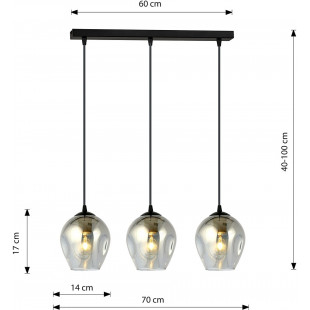 Lampa wisząca szklana potrójna Istar III czarno-grafitowa marki Emibig