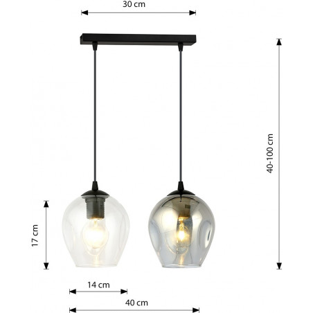 Lampa wisząca szklana podwójna Istar II przezroczysto-grafitowa marki Emibig