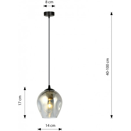 Lampa wisząca szklana Istar 14 czarno-grafitowa marki Emibig
