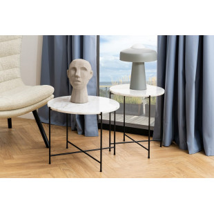 Stolik okrągły marmurowy Avila 42cm H45cm biały marmur / czarny Actona