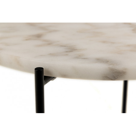 Stolik okrągły marmurowy Avila 42cm H45cm biały marmur / czarny Actona