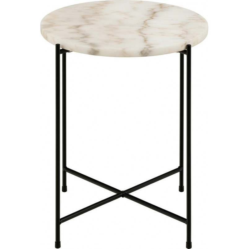 Stolik okrągły marmurowy Avila 42cm H45cm biały marmur / czarny Actona