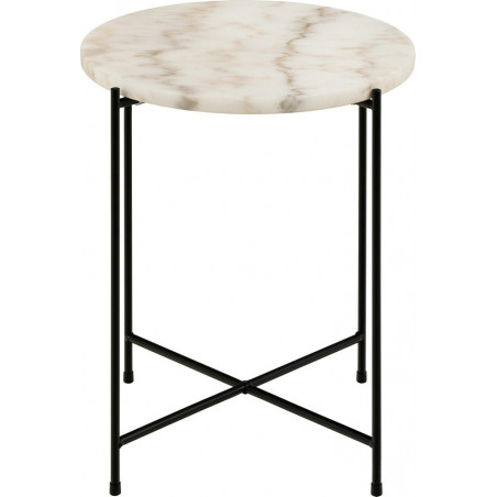 Stolik okrągły marmurowy Avila 42cm H45cm biały marmur / czarny Actona