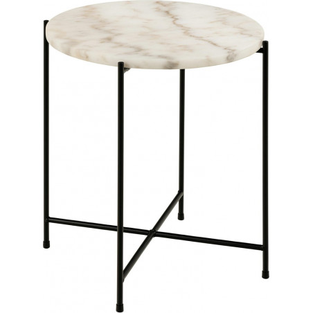 Stolik okrągły marmurowy Avila 42cm H45cm biały marmur / czarny Actona