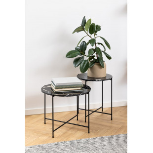 Stolik okrągły marmurowy Avila 52cm H40cm czarny marmur / czarny Actona