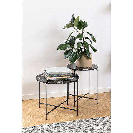 Stolik okrągły marmurowy Avila 52cm H40cm czarny marmur / czarny Actona