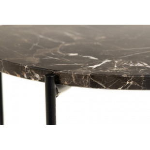 Stolik okrągły marmurowy Avila 42cm H45cm brązowy marmur / czarny Actona