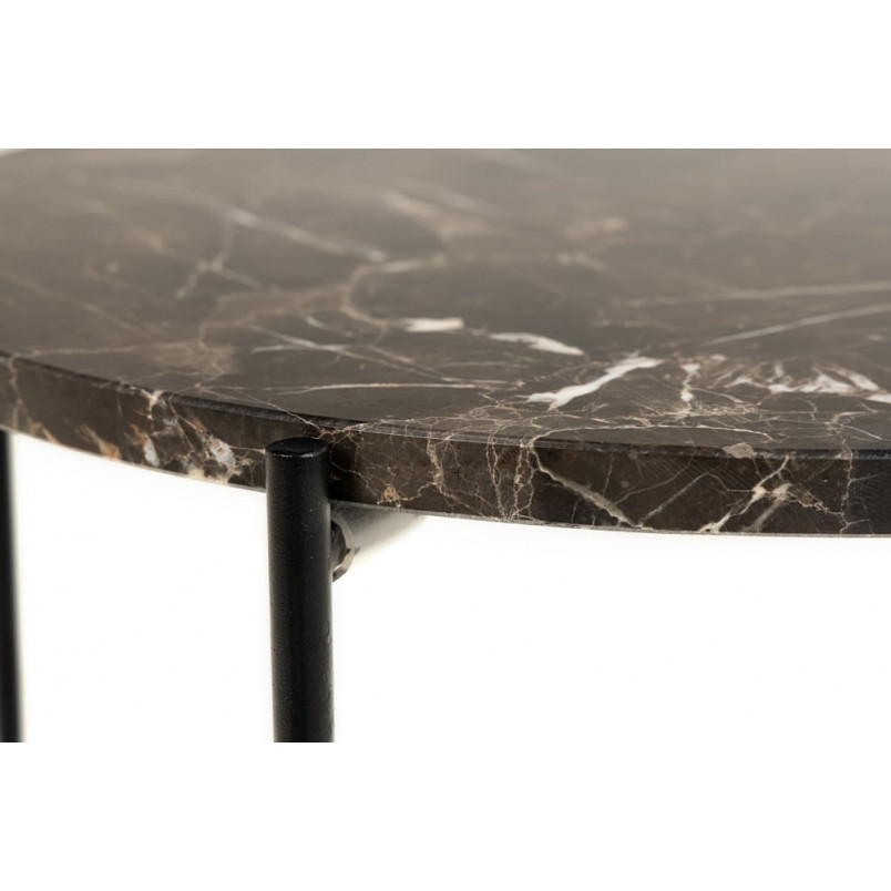 Stolik okrągły marmurowy Avila 42cm H45cm brązowy marmur / czarny Actona
