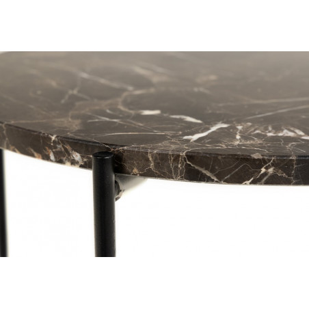 Stolik okrągły marmurowy Avila 42cm H45cm brązowy marmur / czarny Actona