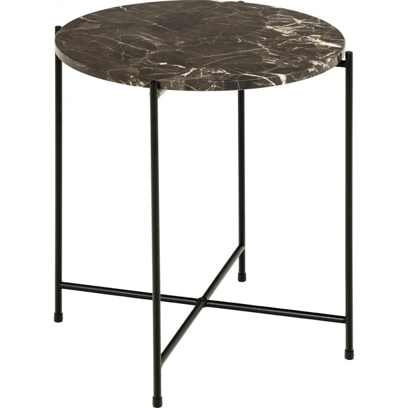 Stolik okrągły marmurowy Avila 42cm H45cm brązowy marmur / czarny Actona