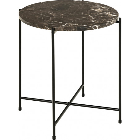 Stolik okrągły marmurowy Avila 42cm H45cm brązowy marmur / czarny Actona