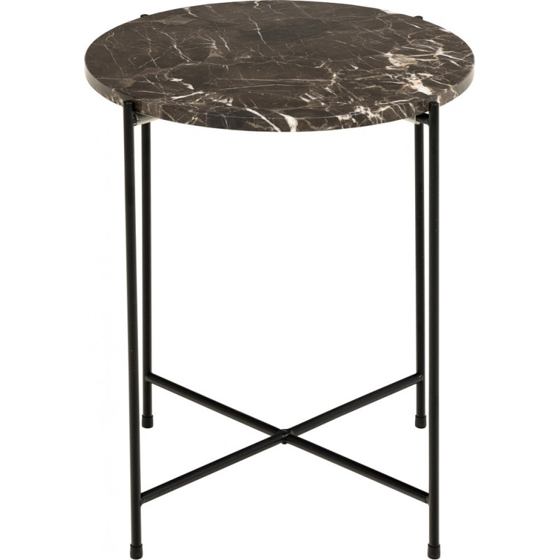 Stolik okrągły marmurowy Avila 42cm H45cm brązowy marmur / czarny Actona