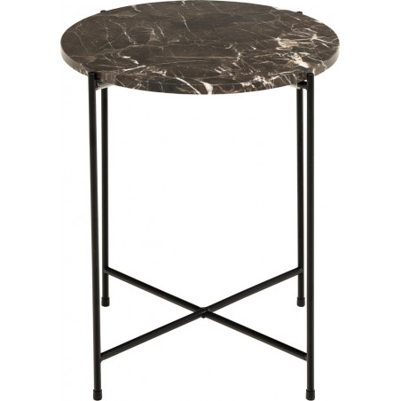 Stolik okrągły marmurowy Avila 42cm H45cm brązowy marmur / czarny Actona