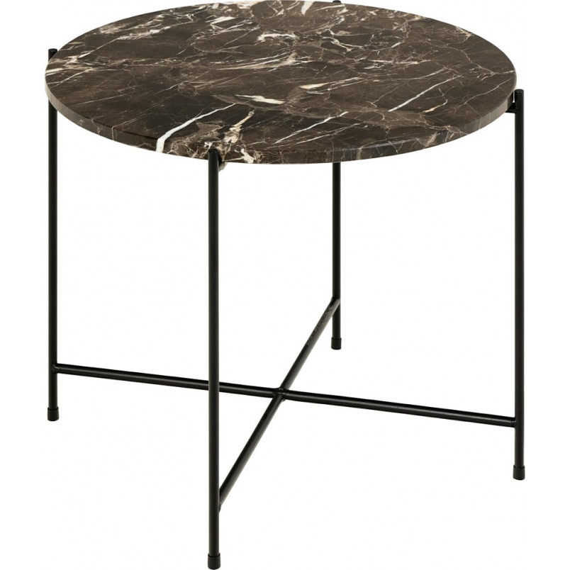 Stolik okrągły marmurowy Avila 52cm H40cm brązowy marmur / czarny Actona