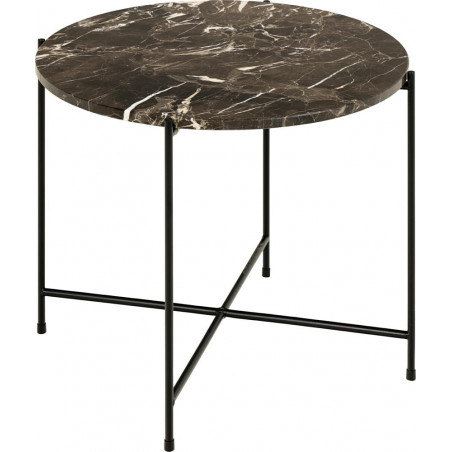 Stolik okrągły marmurowy Avila 52cm H40cm brązowy marmur / czarny Actona
