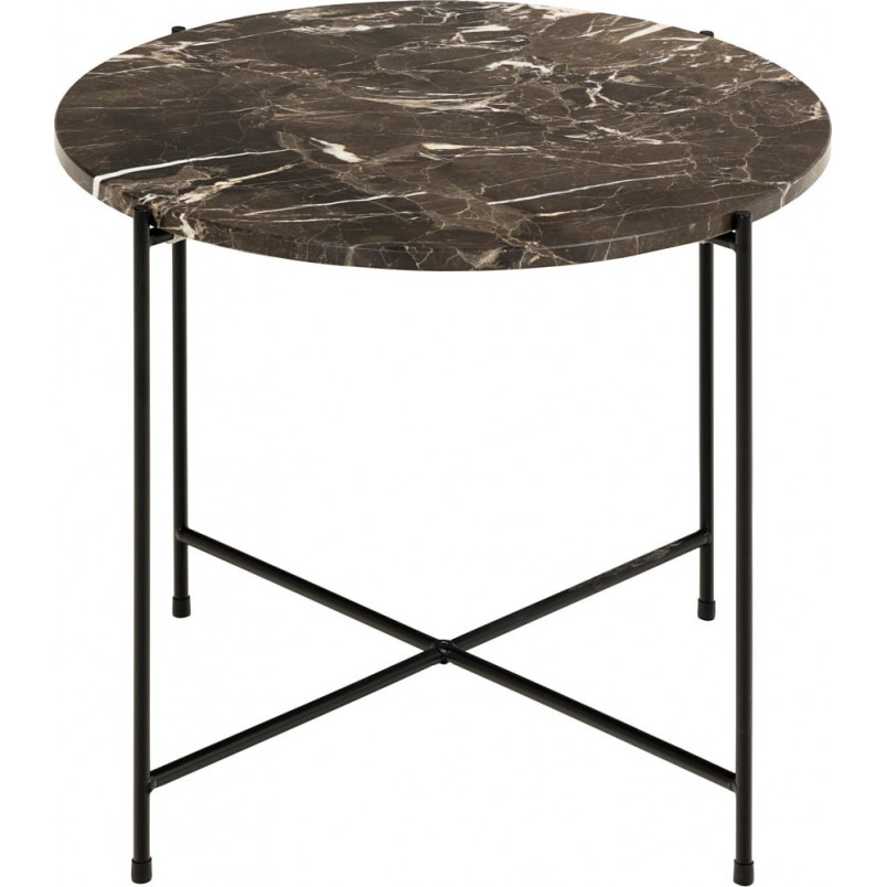 Stolik okrągły marmurowy Avila 52cm H40cm brązowy marmur / czarny Actona