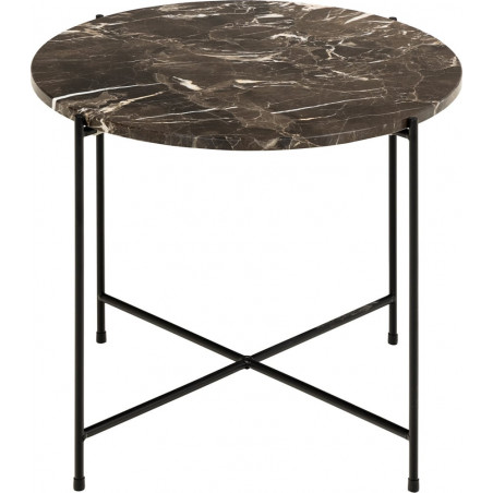 Stolik okrągły marmurowy Avila 52cm H40cm brązowy marmur / czarny Actona