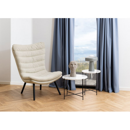 Stolik okrągły marmurowy Avila 52cm H40cm biały marmur / czarny Actona
