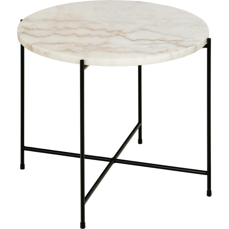 Stolik okrągły marmurowy Avila 52cm H40cm biały marmur / czarny Actona