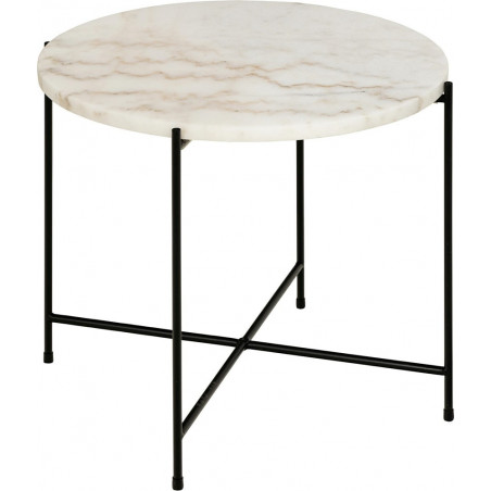Stolik okrągły marmurowy Avila 52cm H40cm biały marmur / czarny Actona